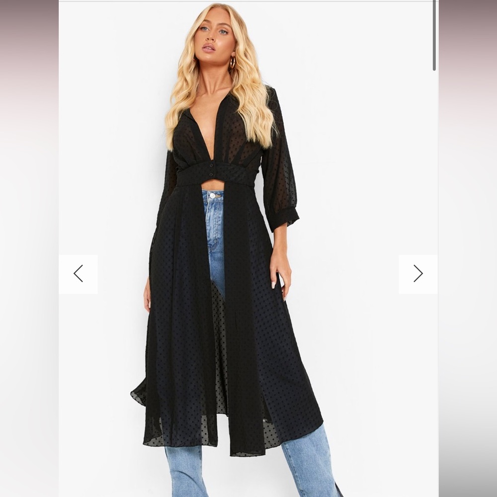 Mesh Button Maxi Shirt
